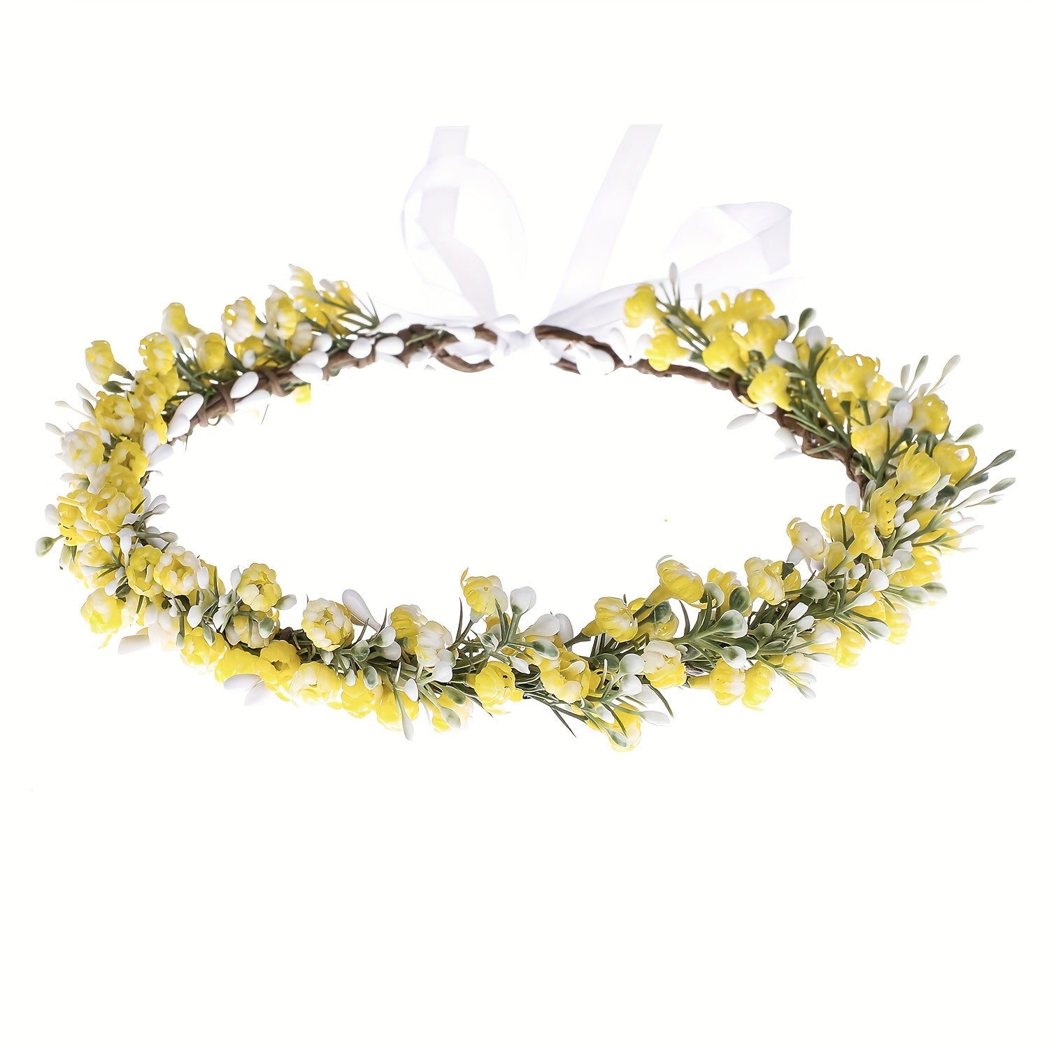 Artificial Baby's Breath Flower Crown Headband Floral Headpiece for Weddings Parties Festivals