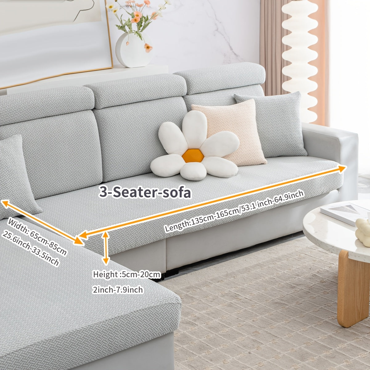 Checkered Pattern Polar Fleece Sofa Cover Boho Style Stretch Fabric Stain and Pet Scratch Protection