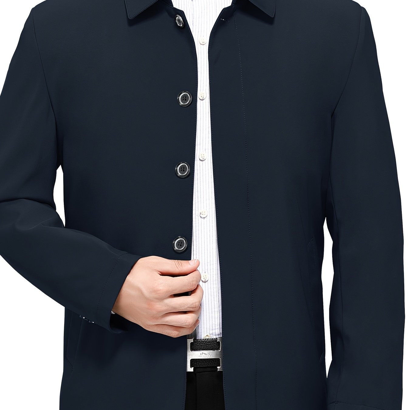Men's Solid Color Button-Up Jacket for Spring and Autumn Casual Business Wear