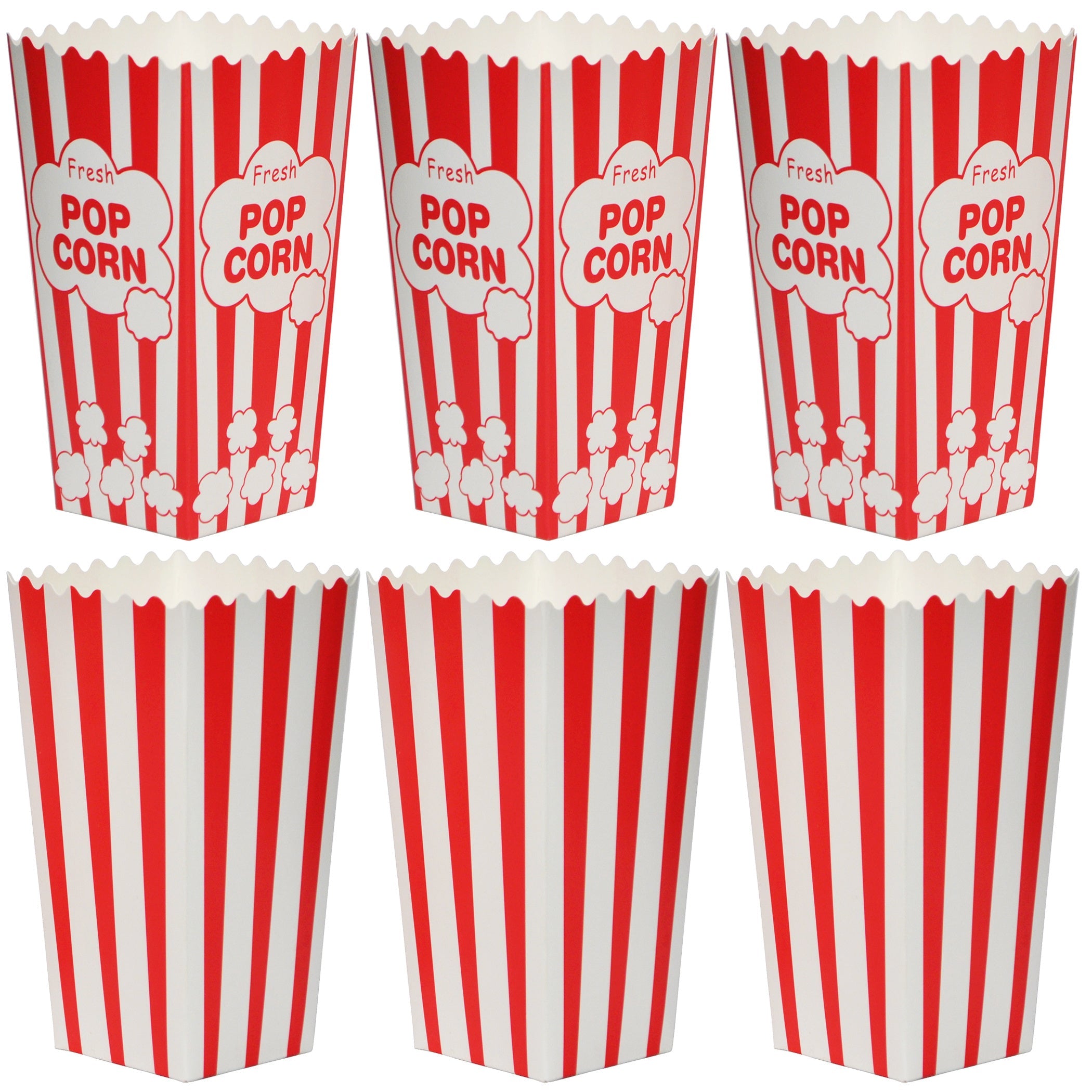 100 Disposable Red and White Popcorn Boxes 2.27oz for Movie Theater Carnival