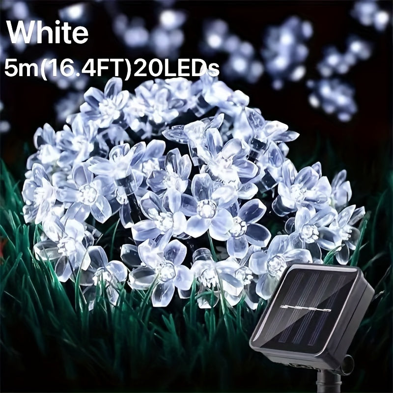 Luces de cadena solares exteriores en forma de cereza con 20/50/100 LED, impermeables IP44, blanco cálido o blanco