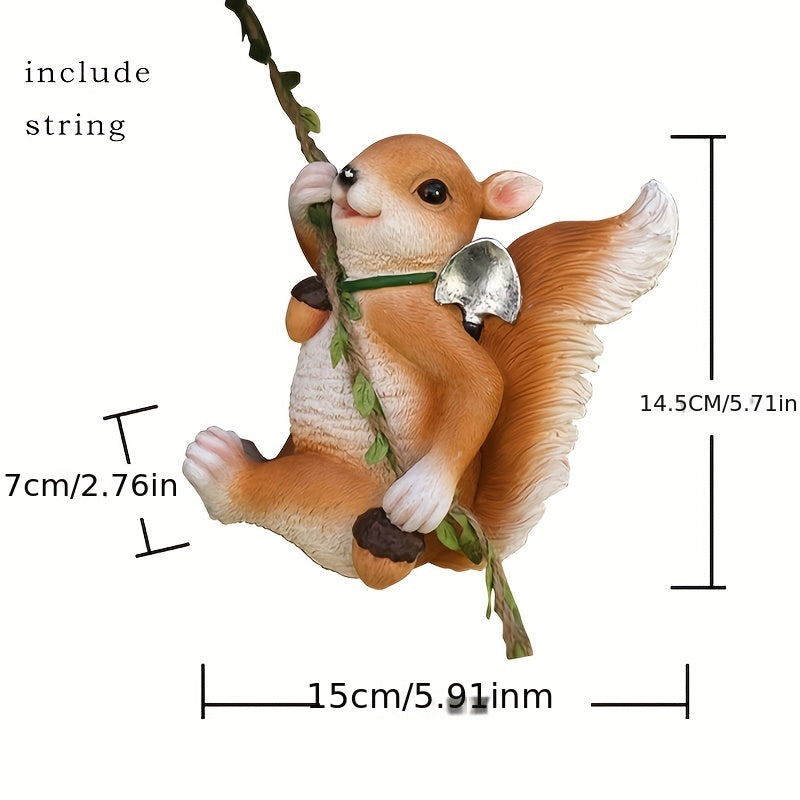 Resin Squirrel Garden Figurine Outdoor Rustic Animal Decor Easter
