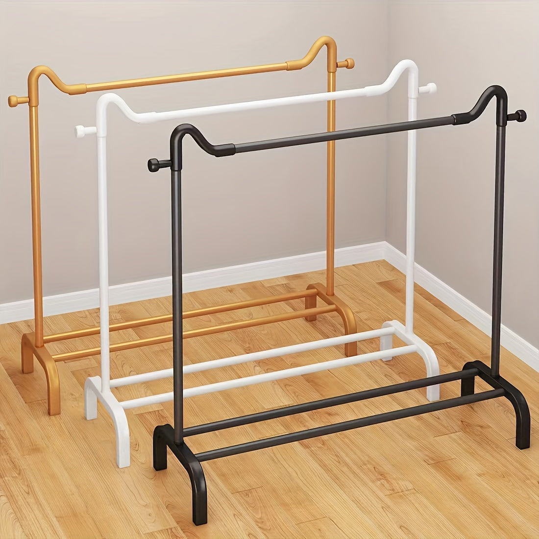 Металлическая вешалка для одежды со складной конструкцией и двумя концами для вешалок для шляп. Идеально подходит для организации одежды, шляп, обуви и аксессуаров в домашней спальне. Экономит место и не требует сборки.