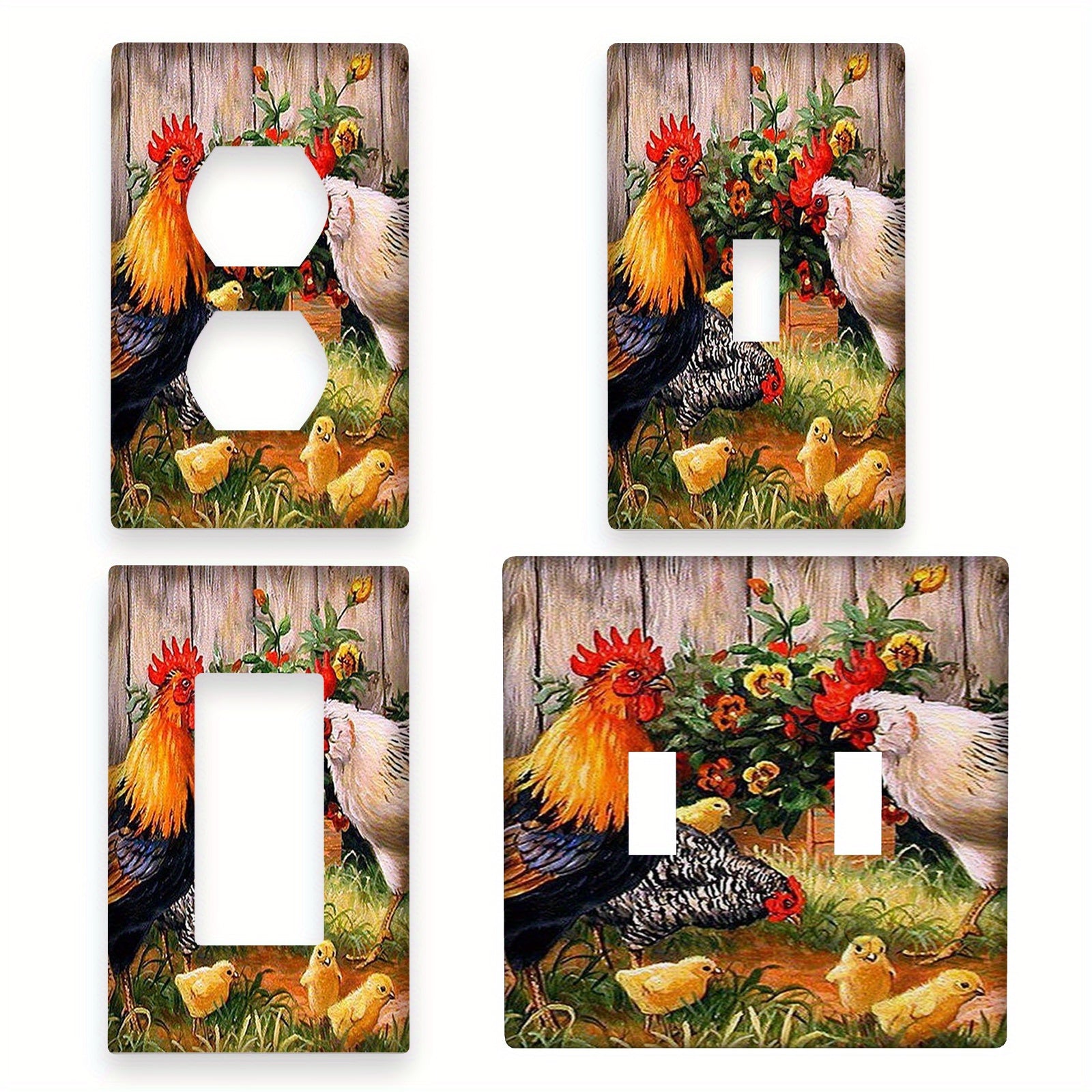 Farm Rooster Light Switch Cover for Indoor Outdoor Use in Bedrooms Kitchens Bathrooms
