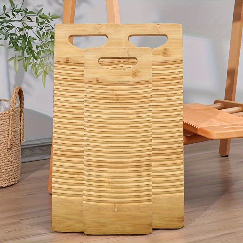 Bamboo Washing Board for Laundry, Natural Finish, Square Corners