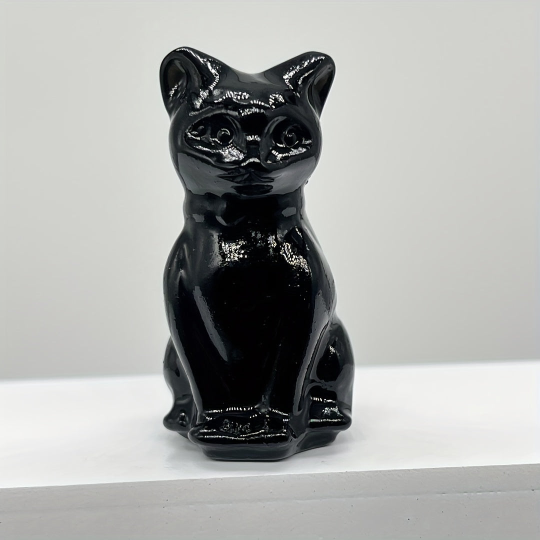 Натуральная кристальная резьба кота для домашнего декора, очаровательный стильный орнамент