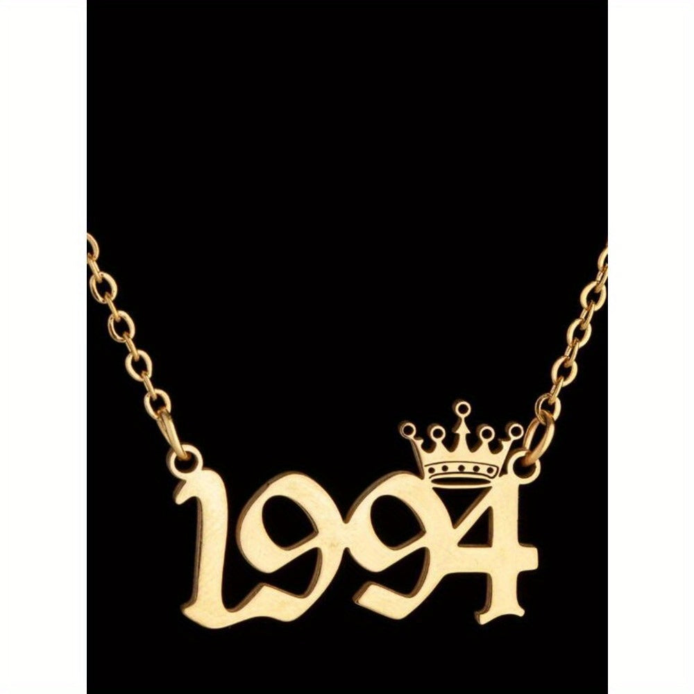 Women's Stainless Steel Crown Pendant Necklace Black White Minimalist Gift