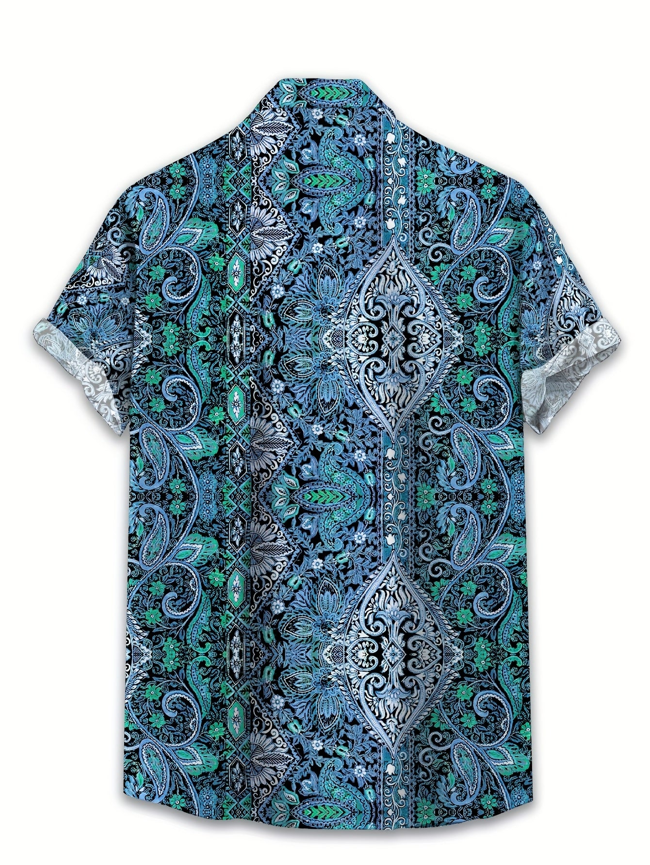 Мужская винтажная рубашка с цветочным принтом из полиэстера, повседневная, с втачным воротником, на пуговицах, классический крой, большой и высокий