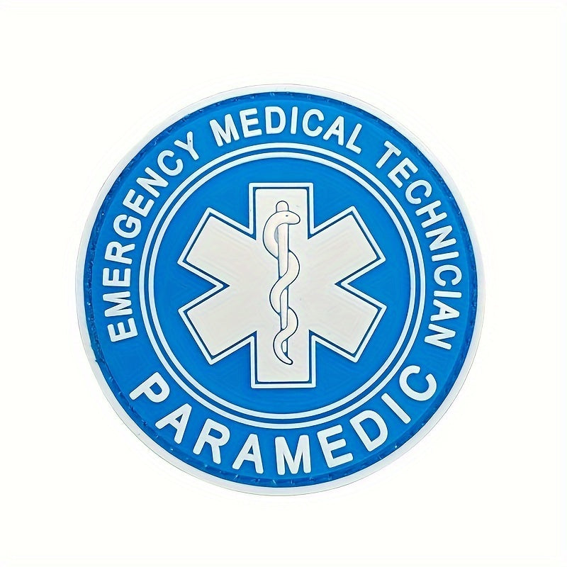 PVC Rubber Paramedic Badge with Star of Life for First Aid and Backpack Attachment