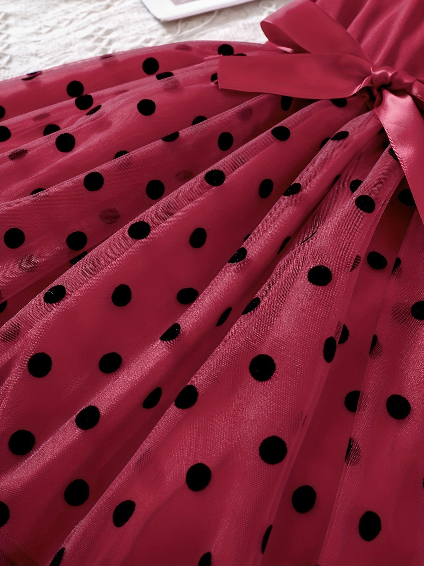 Girls Toddler Polka Dot Tutu Dress with Contrast Mesh for Parties and Vacations