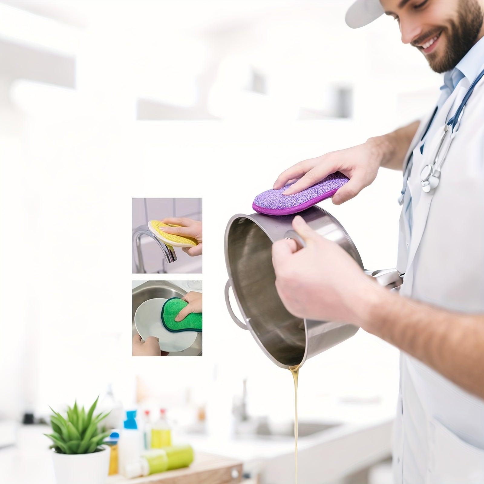 Multi-Functional Kitchen Cleaning Sponge Set of 3-5 Pieces Strong Decontamination