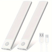 Juego de 2 luces de armario con sensor de movimiento recargables, luces de armario inalámbricas magnéticas, ajustables y fáciles de instalar