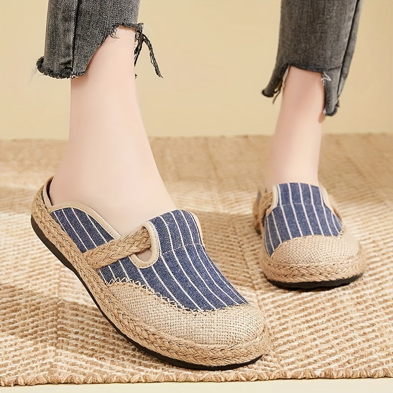 Women’s Slip-On Shoes Floral Pattern Brown Blue Beige Casual Flats