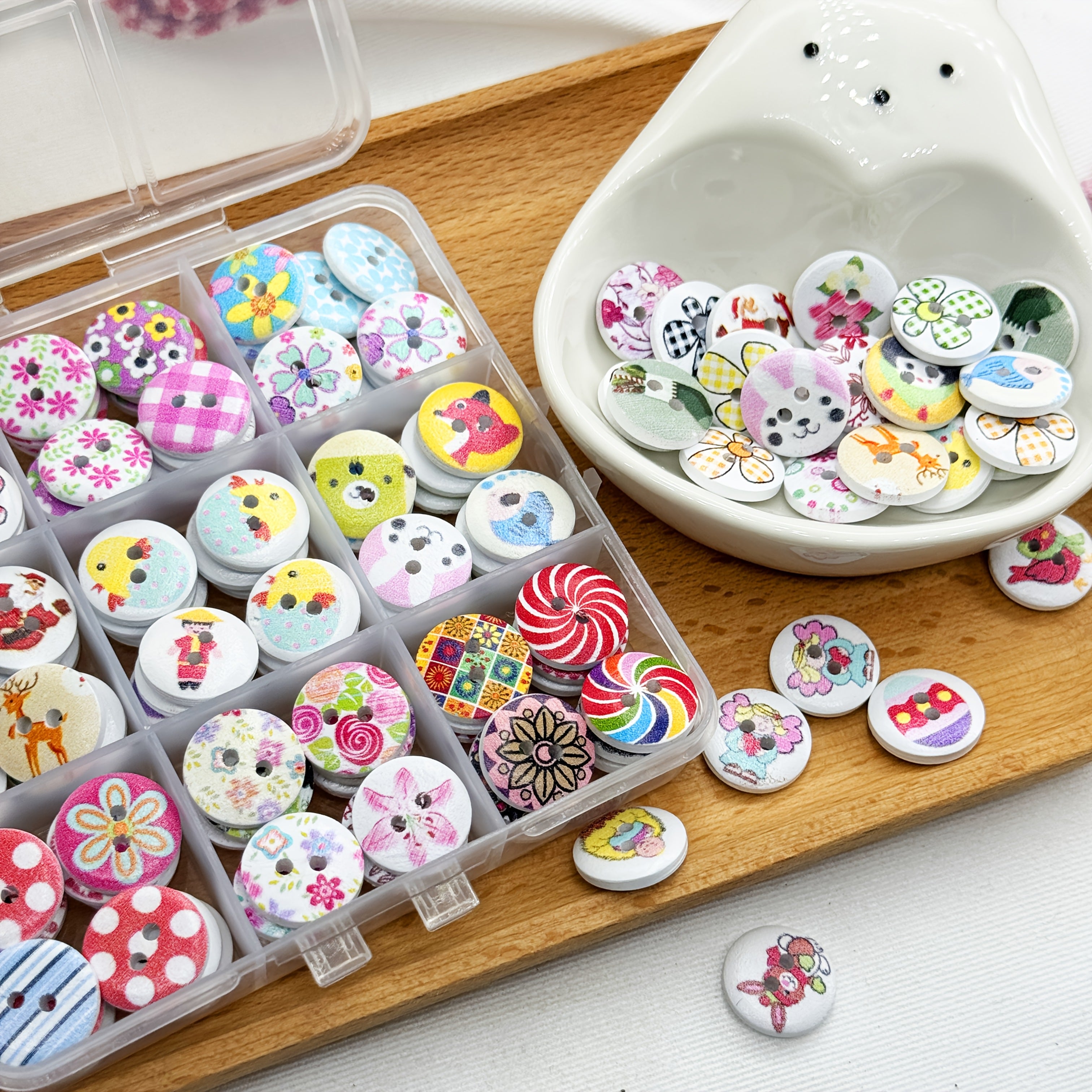 Набор разнообразных декоративных кнопок для рукоделия, белая основа, 108 штук для праздничных подарков