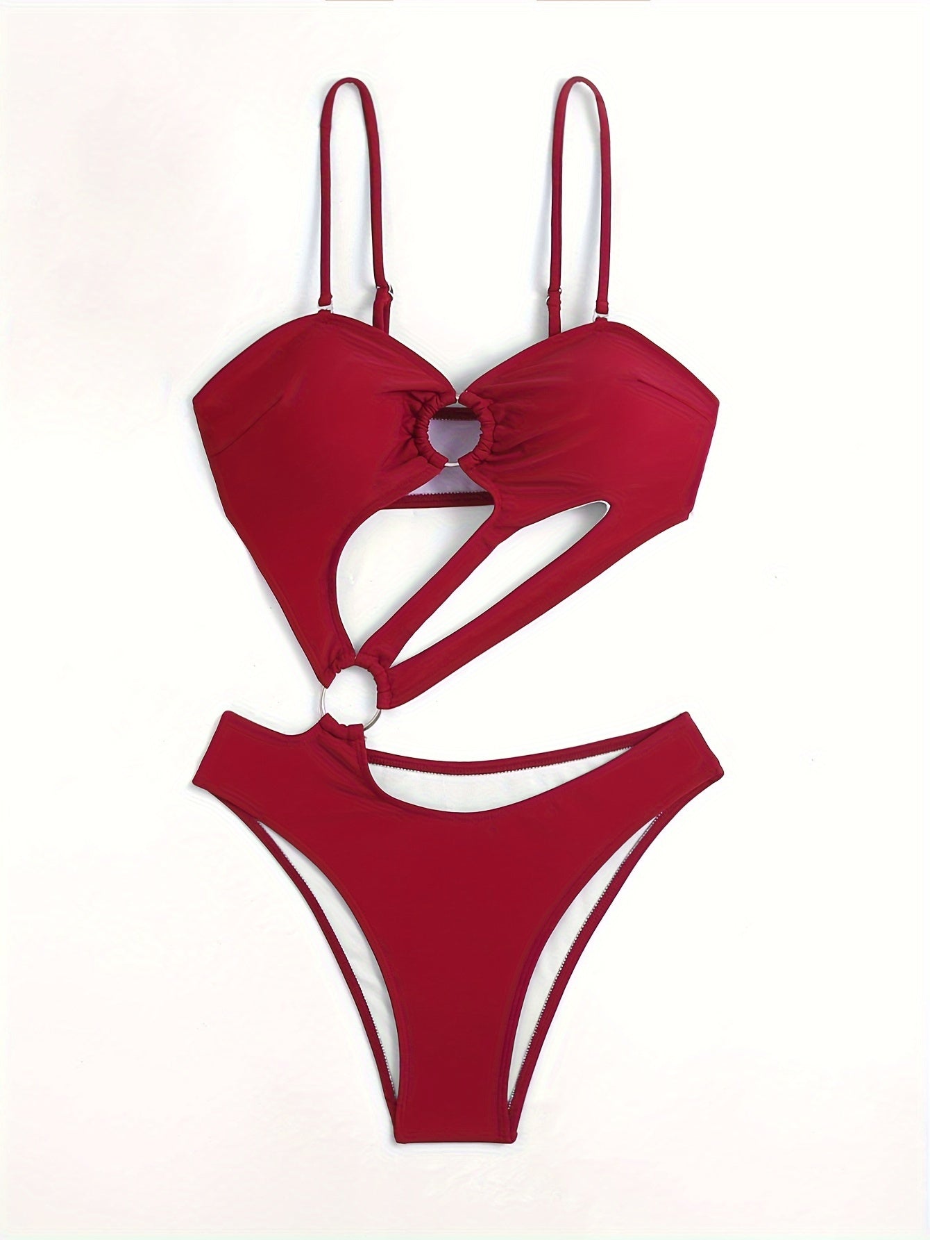 2024 Bir qismli suzish kostyumi, Sexy, toʻliq rangli, naylon spandeks, asimmetrik spaghetti strap