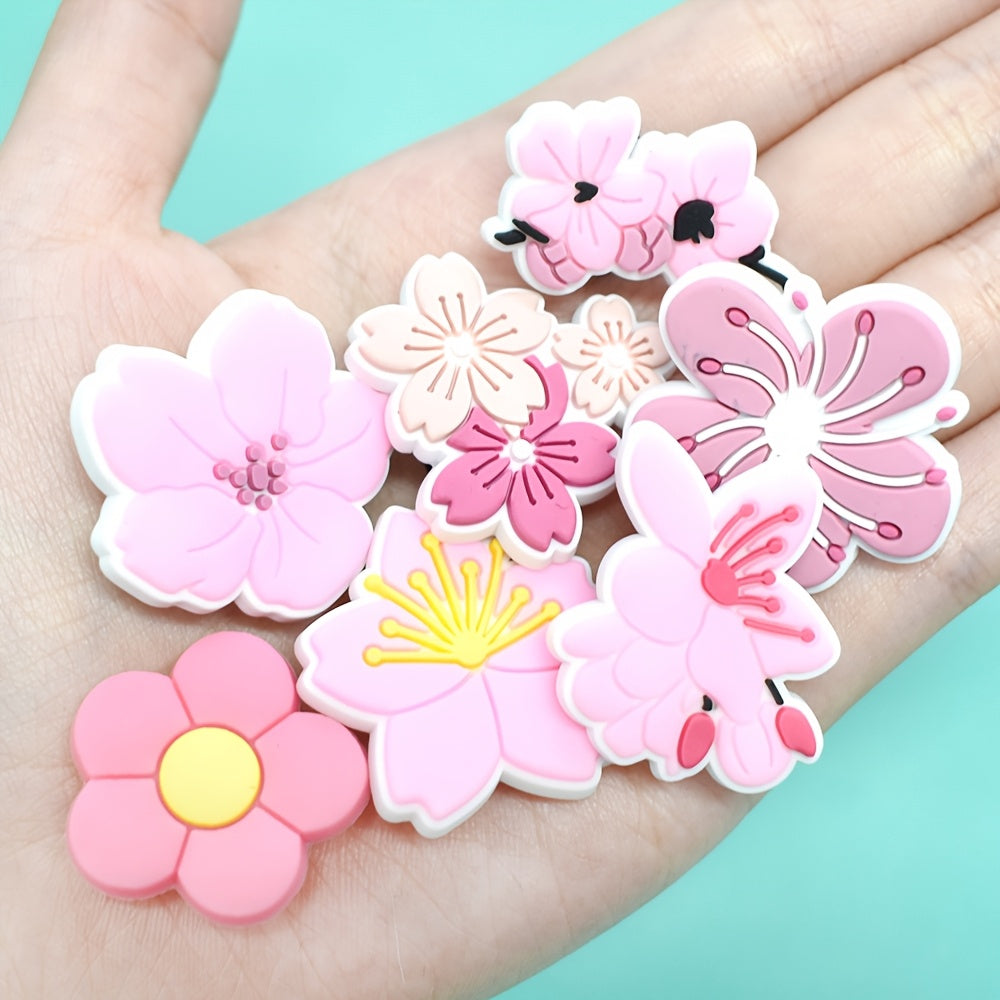 Pink Flower Plastic Shoe Charms 20Pcs/25Pcs Shoe Decorations Gift