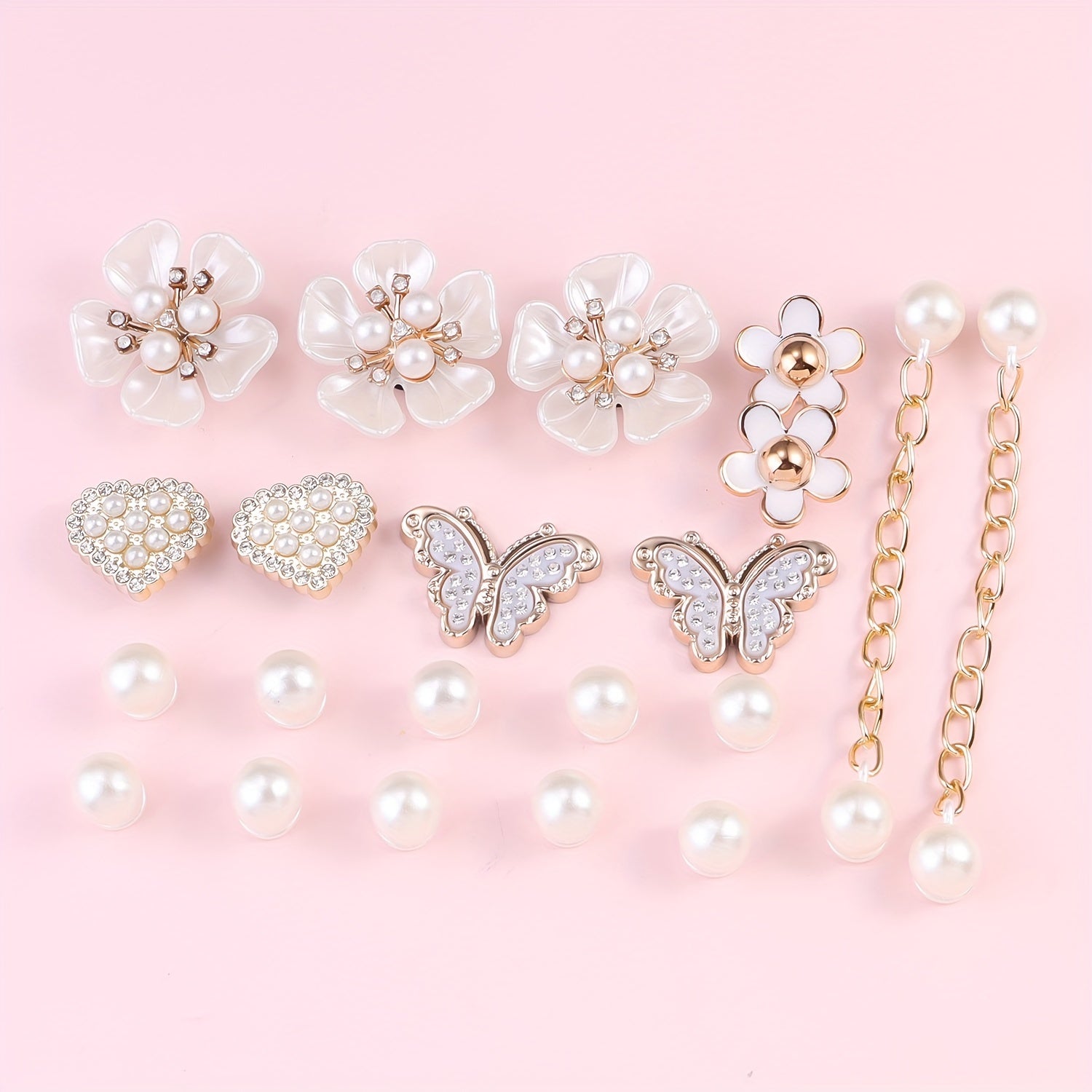 Kids Shoe Decorations 24Pcs Set Mixing Round Flower Pattern Hole Accents