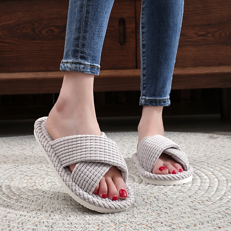 Men's Women's Waffle Pattern Slip-On Slippers Soft Breathable Non-Slip EVA