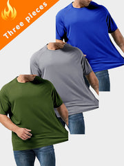 Men's Large Solid Polyester Short-Sleeve Sports T-Shirts Pack of 3 for Outdoor and Casual Wear