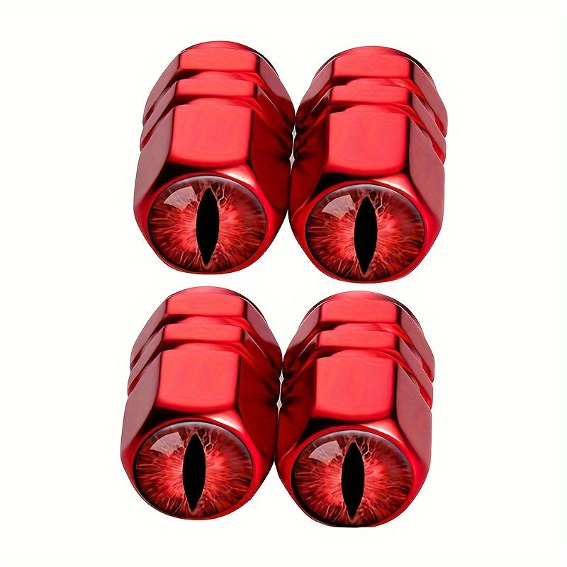 4Pcs Red Aluminum Chrome Tire Valve Cap Covers Universal Auto Motorcycle Truck Bike