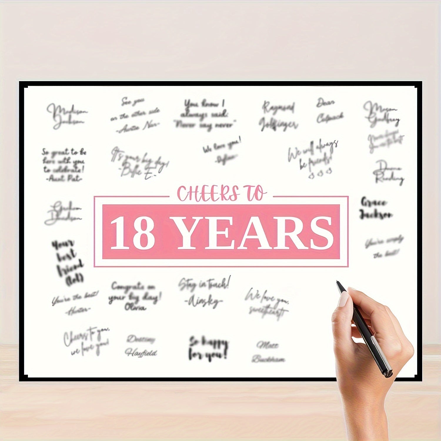 Pink 18th Birthday Decorations for Women Sign-In Board and Poster 12x16 Unframed Party Supplies