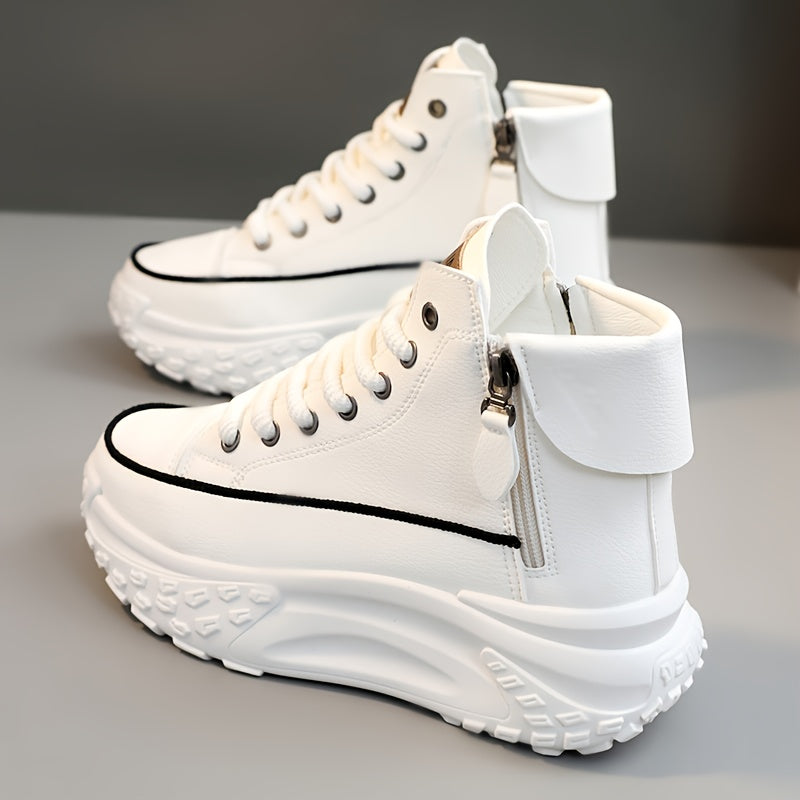 Women's Platform Skate Shoes High Top Sneakers Lace Up Zipper Plus Size