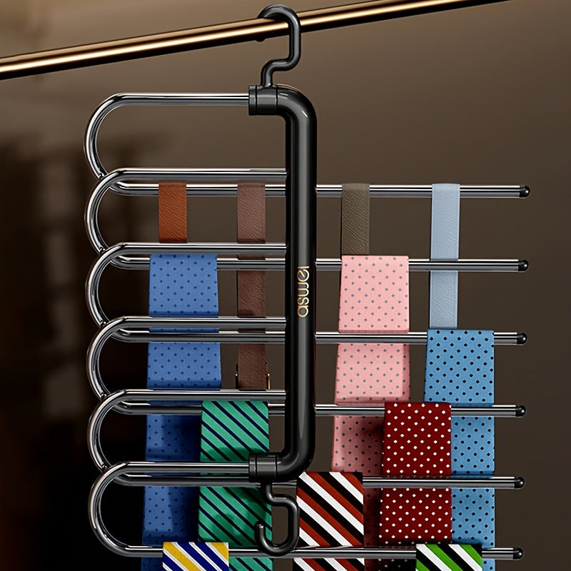 Percha para pantalones de acero inoxidable de múltiples capas para organización de armarios y ahorro de espacio