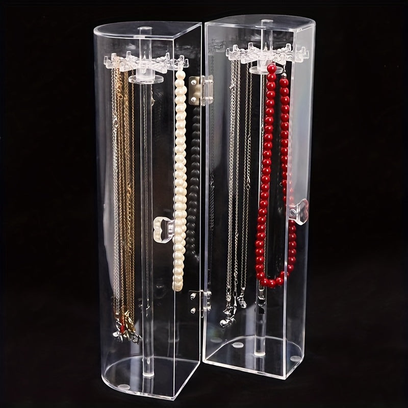 Transparent Dustproof Necklace Box for Jewelry Display and Organization