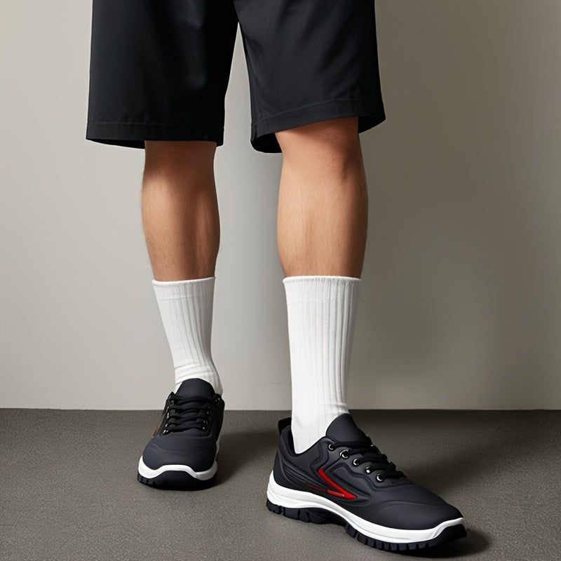 Men's Black Faux Slip-On Winter Sneakers Waterproof Casual Sports Low Top Round Toe