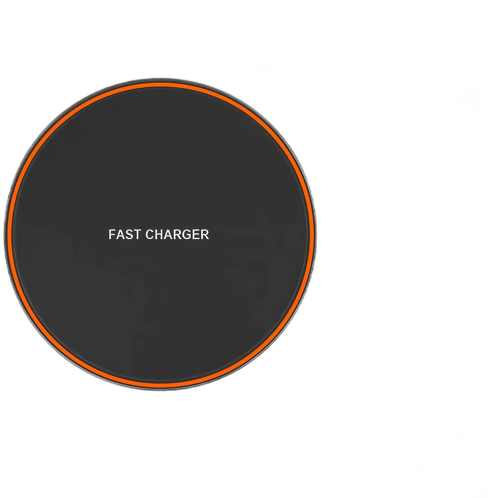 15W Wireless Charging Pad for iPhone with USB-C Fast Charging Inductive Base Black and Orange