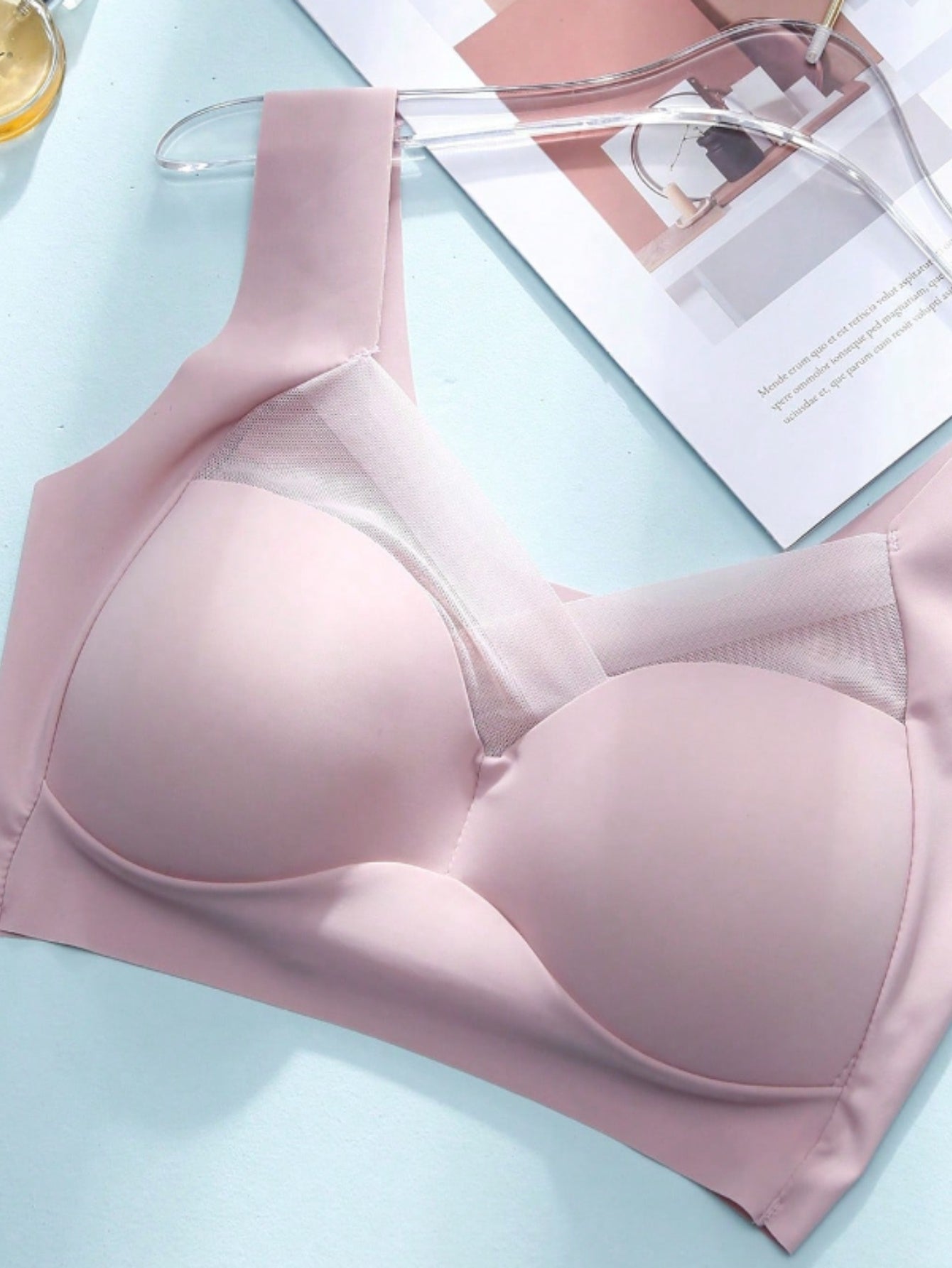 Women's Nylon Wire-Free Bralettes 5-Pack Breathable Mesh Push-Up Non-Removable Pads