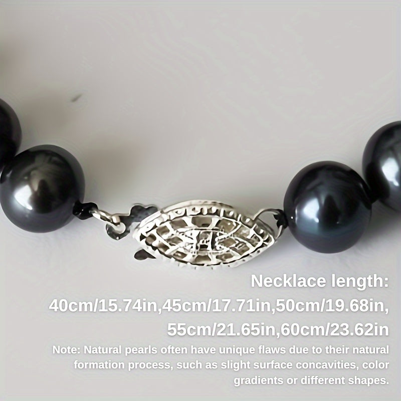 Unisex Freshwater Pearl Necklace with Silver Cut-Out Clasp Long Jewelry for Birthdays Weddings and Anniversaries