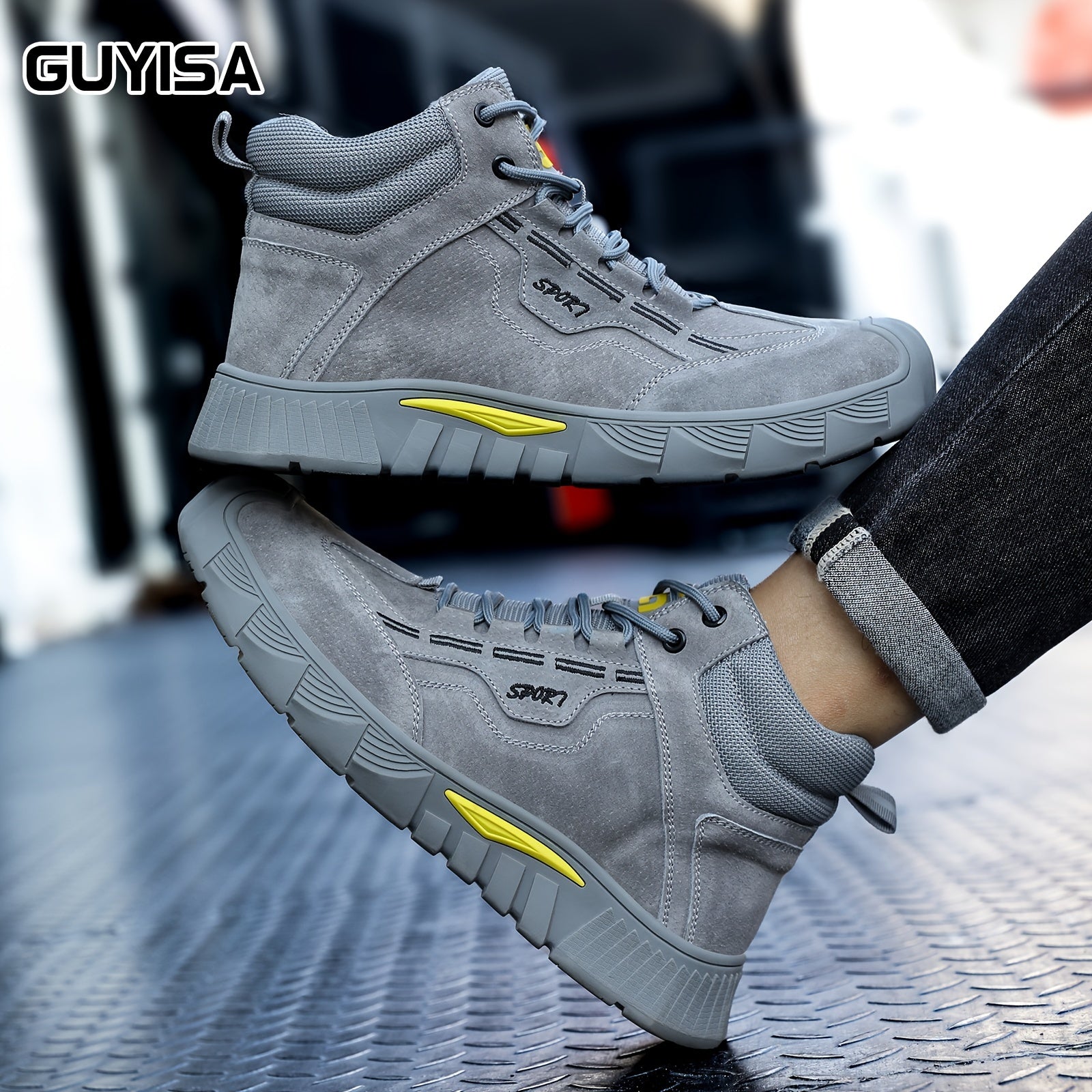 Men's Safety Shoes Waterproof Steel Toe Impact Puncture Resistant Durable Rubber Sole