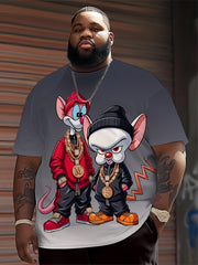 Мужская футболка с мультяшным животным принтом, короткий рукав, полиэстер, повседневная спортивная майка