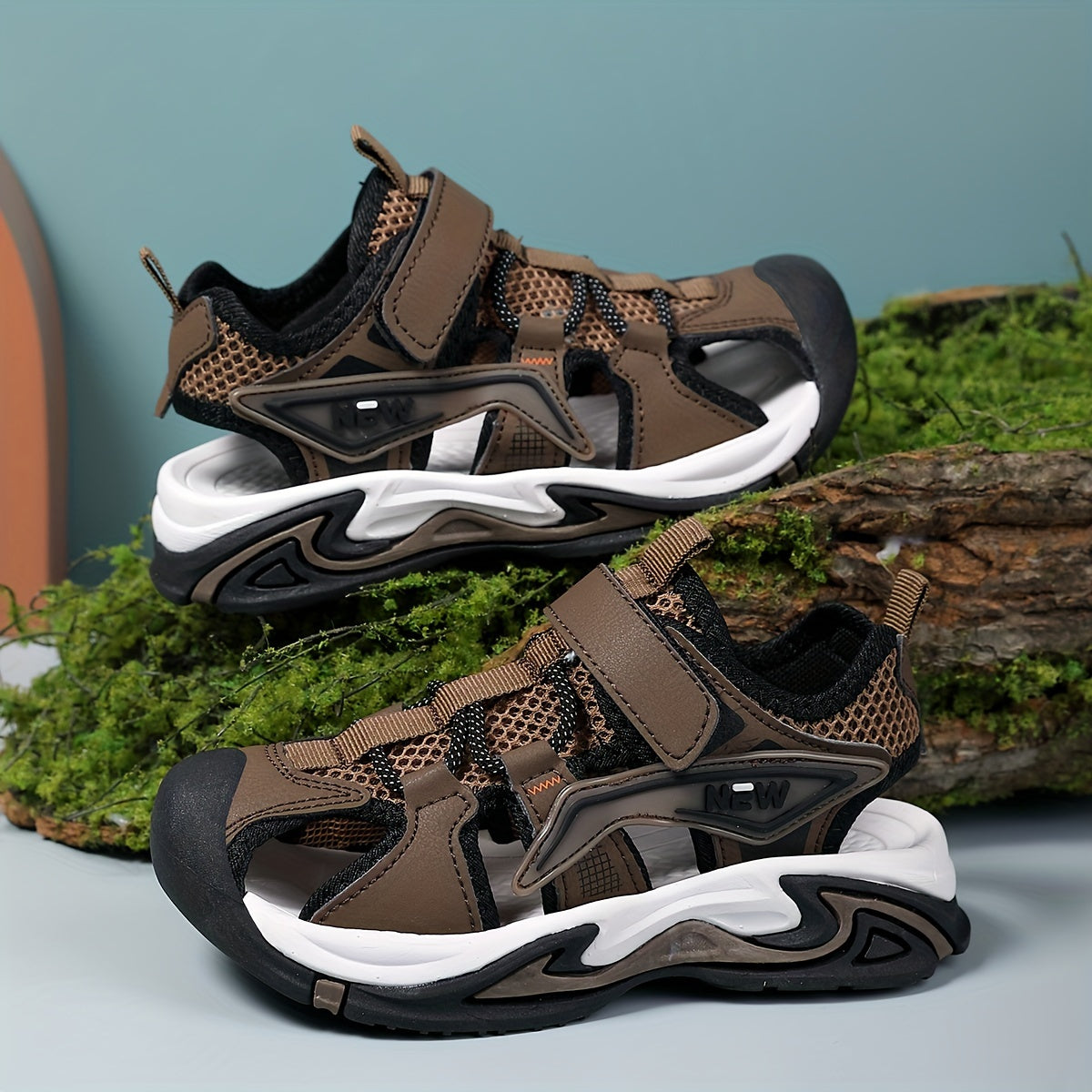 O'g'il bolalar uchun chiziqli nafas oladigan sport sandallari, pastki yuqori, kundalik, ochiq havoda yoz