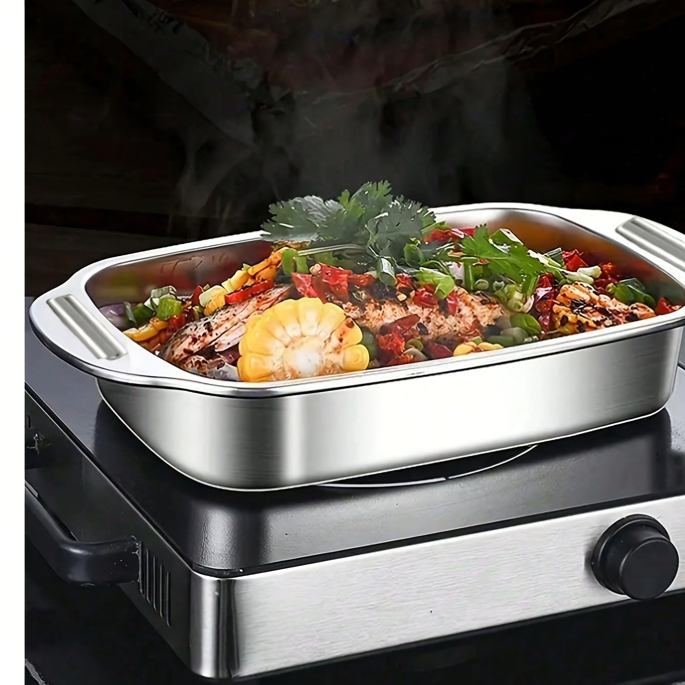 Stainless Steel pishirish panasi, yopishmaydigan pech va tashqarida foydalanish uchun cookie listi