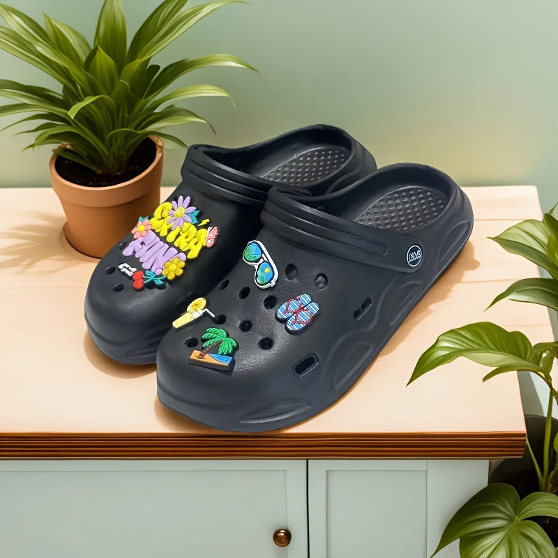 Женские летние пляжные тапочки EVA шлепанцы белый черный садовые сандалии