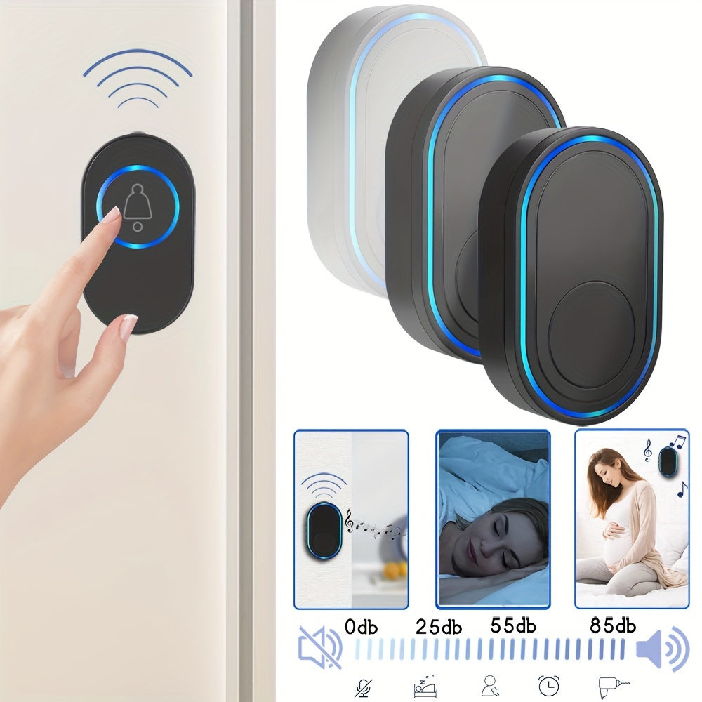 Wireless Doorbell IPX-5 Water-Resistant Wall Mount EU Plug with 39 Chimes and LED Flash