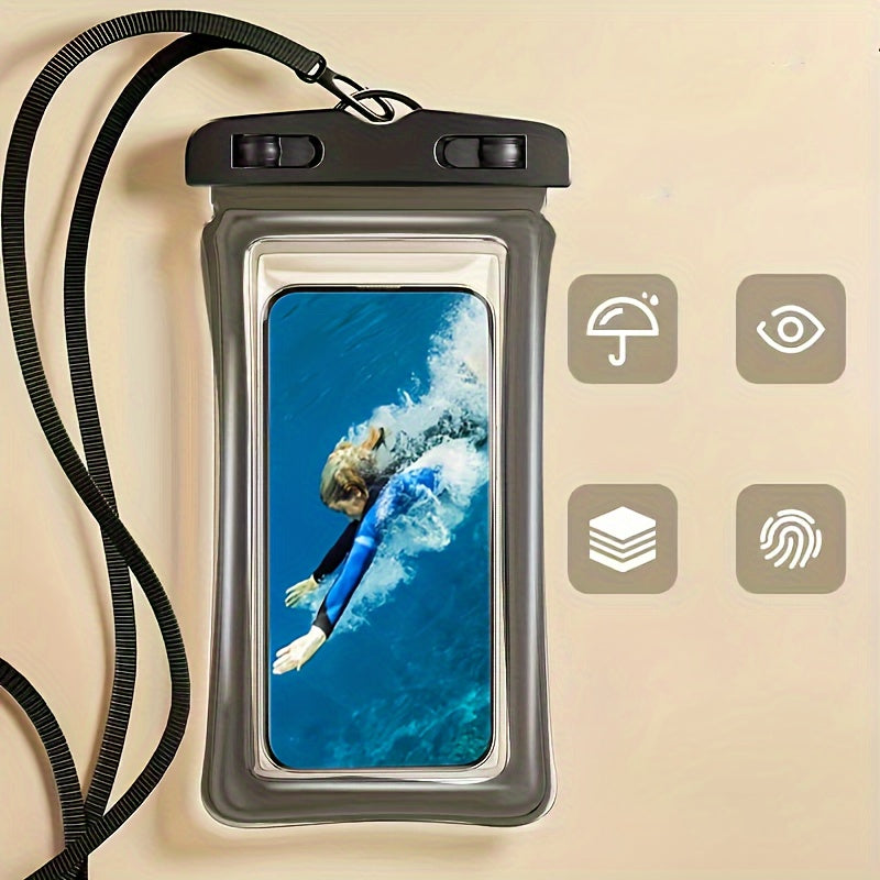 Waterproof Phone Pouch for 20.32 cm Smartphones with Neck Strap Water-Resistant Dry Bag for Beach Travel