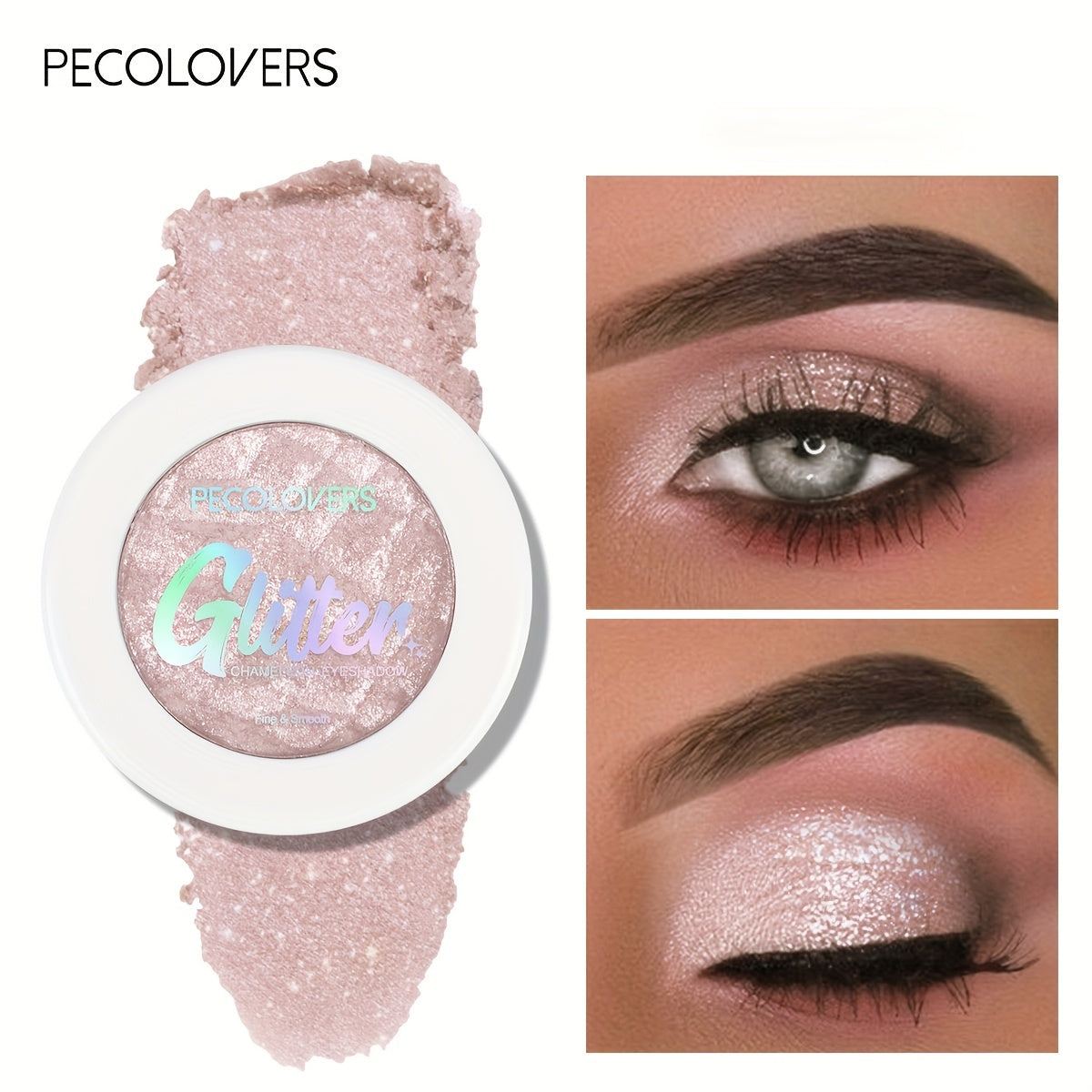 Women Sparkling Metallic Eyeshadow Nude to Gold Shimmer Glitter