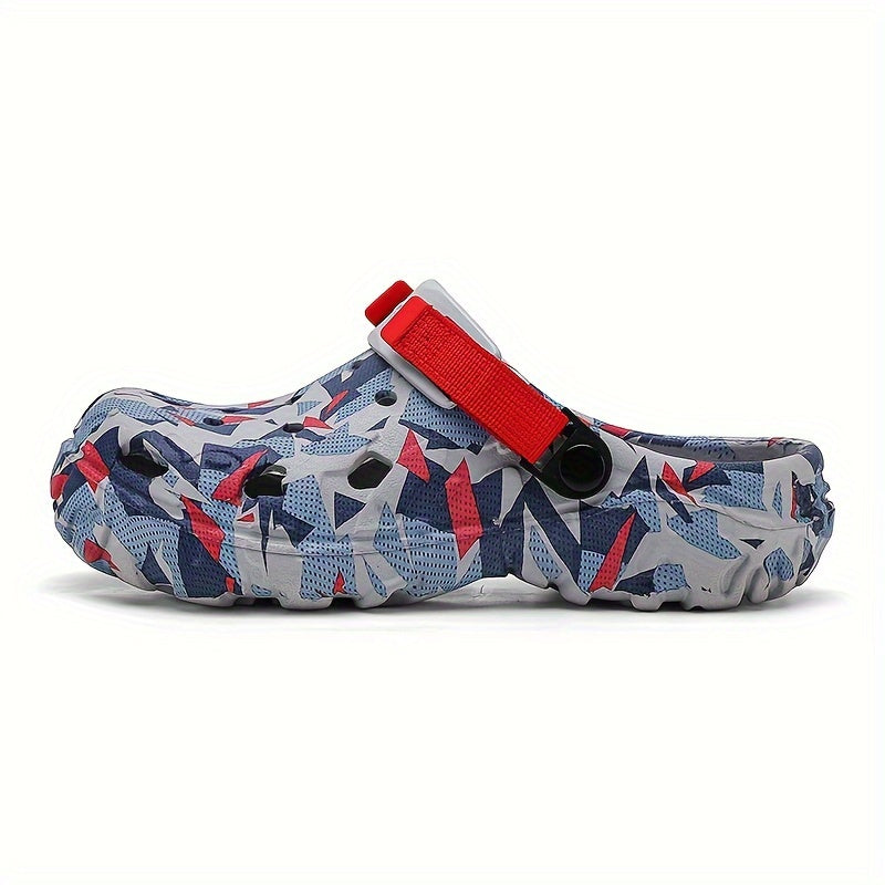 Men's Color Block Hollow Out Chunky EVA Clogs Casual Summer Slip-On Shoes