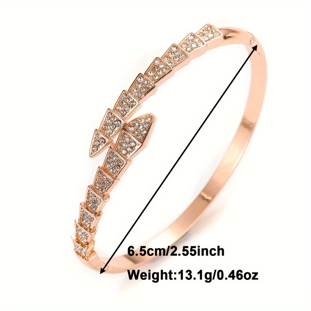 Serpentine Rhinestone Bracelet Zinc Alloy Simple Luxury Jewelry for Daily and Party Wear