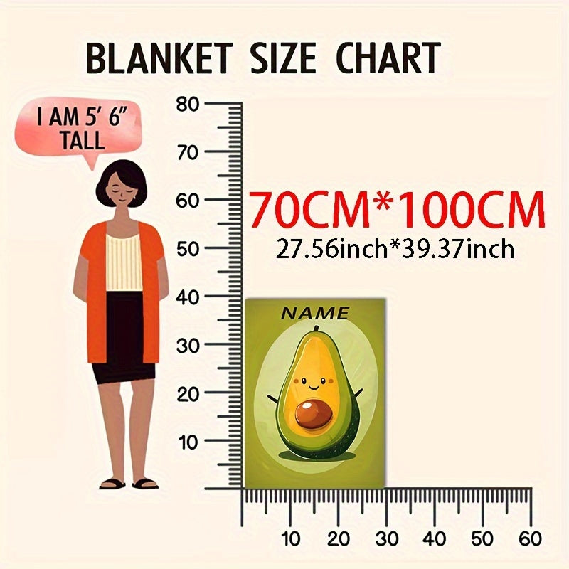 Avocado Flannel Throw Blanket Personalized Custom Character Design Cozy All-Season Knitted Polyester
