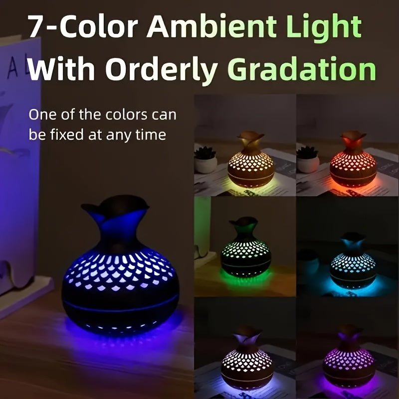 Colorful Mini Flower Humidifier 300ml Wooden Vase Aromatherapy Diffuser
