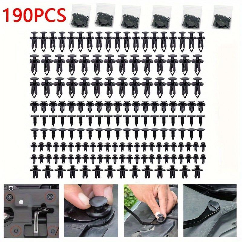 190pcs Auto Plastic Bumper Clips Fixing Nail Kit Car Body Rivets Fasteners