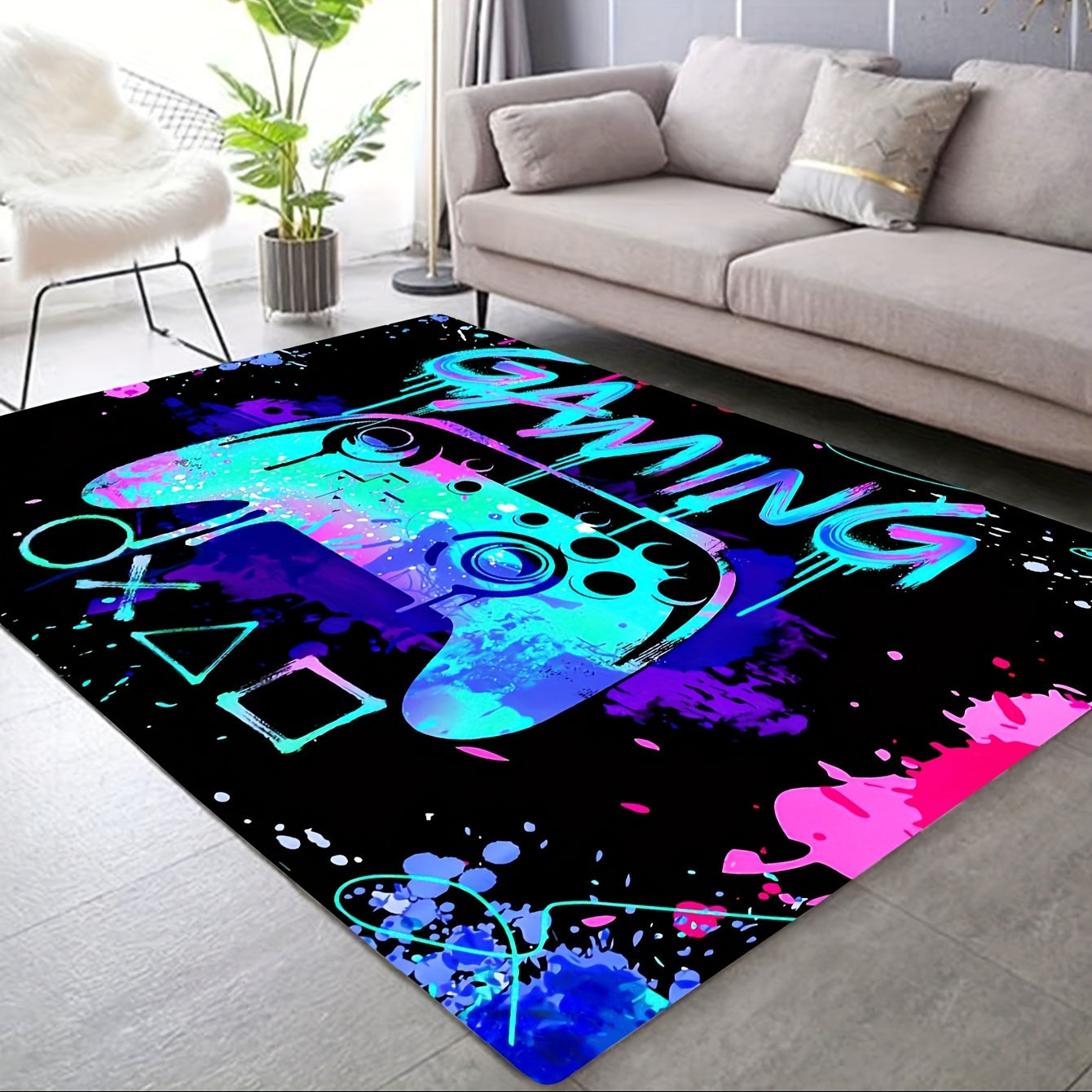 1 шт., 3D Gaming Area Rug из мягкого фланелевого материала, идеально подходящего для вашей гостиной, спальни или ковра. Этот коврик, пригодный для машинной стирки, отлично подходит для геймеров и имеет декоративный дизайн контроллера.