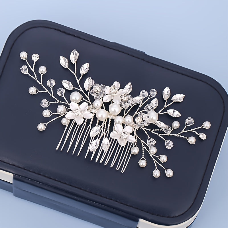 Bridal Hair Comb with Crystals and Faux Pearls Wedding Hair Accessory Elegant Bridal Hairpin