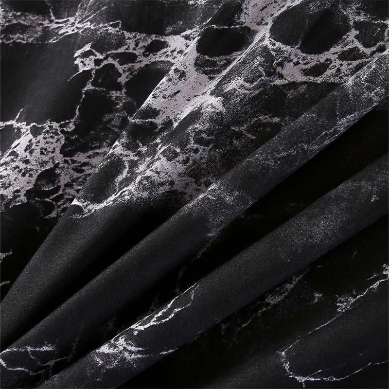 Three-Piece Polyester Quilt Cover Set with Marble Pattern for Bedroom