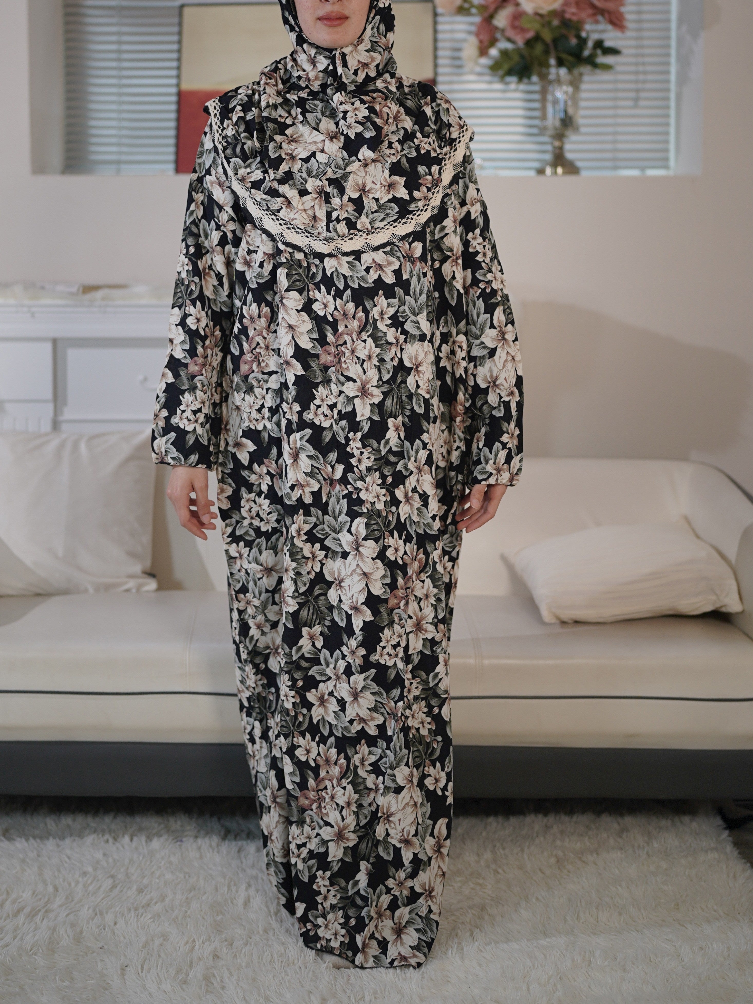Women's Rayon Hooded Robe with Floral Print, Loose Fit, Lightweight