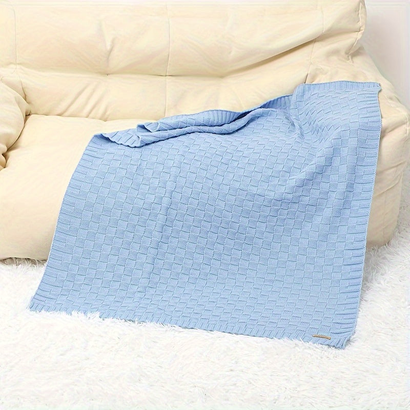 Мягкое вязаное покрывало для детей - Уютное и легкое в уходе, идеально подходит для осени и зимы - Доступно в небесно-голубом, мятно-зеленом, белом, розовом цветах